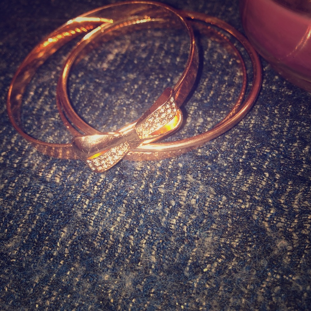 Rose Gold Stack Bracelets.